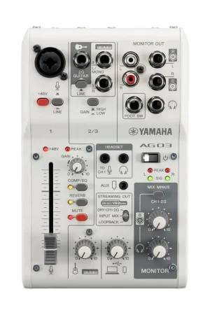 Esclusivo Yamaha Ag03Mk2 Mixer 3 Canali Live Streaming con Usb ed Interfaccia Audio White