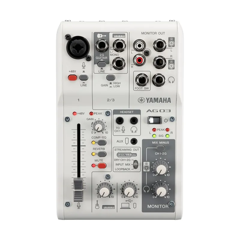 Esclusivo Yamaha Ag03Mk2 Mixer 3 Canali Live Streaming con Usb ed Interfaccia Audio White