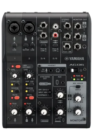 Yamaha Ag06Mk2 Black Mixer 6 Canali Live Streaming con Usb ed Interfaccia Audio Miglior Prezzo