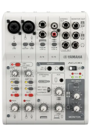 Prezzo Basso Yamaha Ag06Mk2 White Mixer 6 Canali Live Streaming con Usb ed Interfaccia Audio
