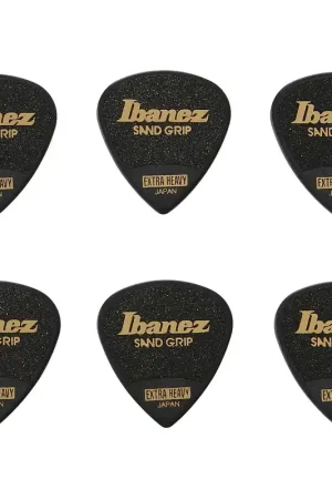 Ibanez PPA16XSG-BK Plektren Wizard Series 1,2mm 6 Stück Sand Grip Flat Black Saldi