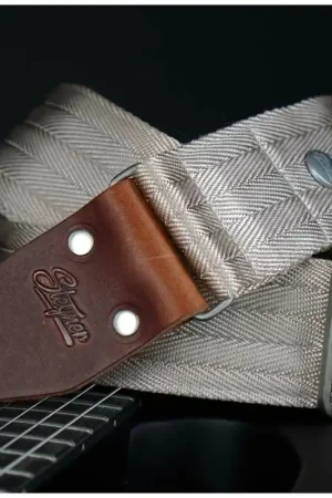 A Buon Prezzo Steyner Straps Nylon Gitarrengurt Heavy Harvey beige-silber VEGAN